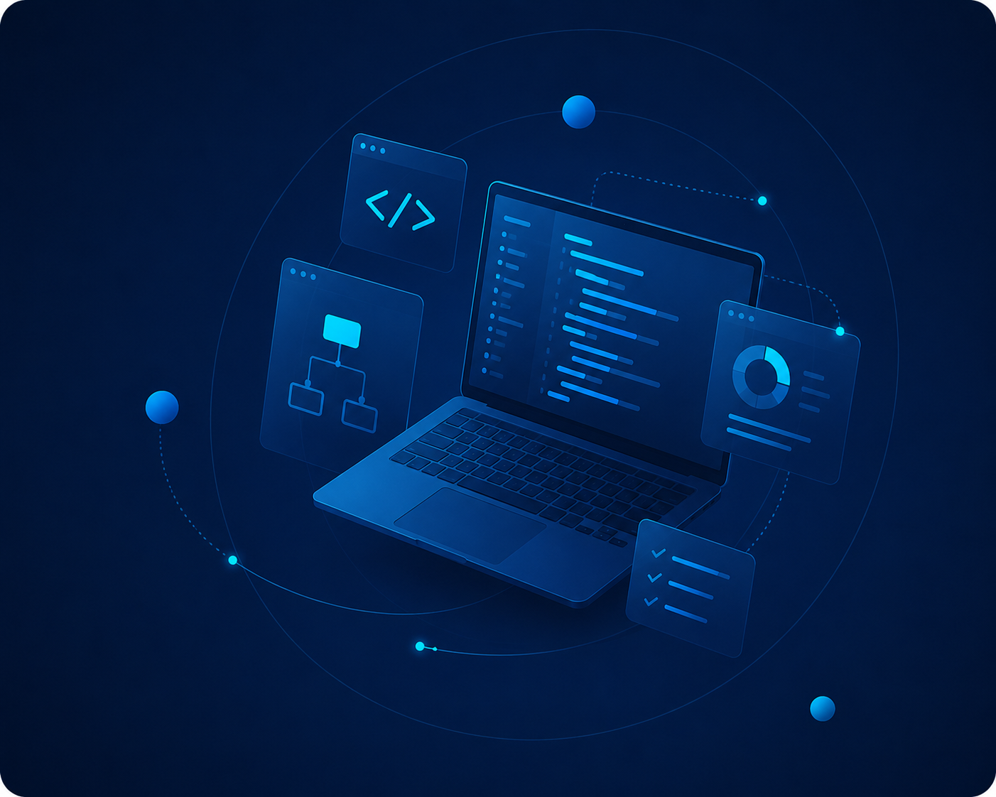 Custom software engineering and product development illustration