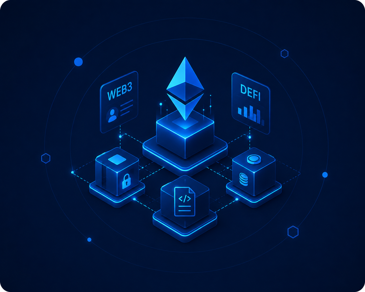 Web3 and decentralized finance architecture illustration